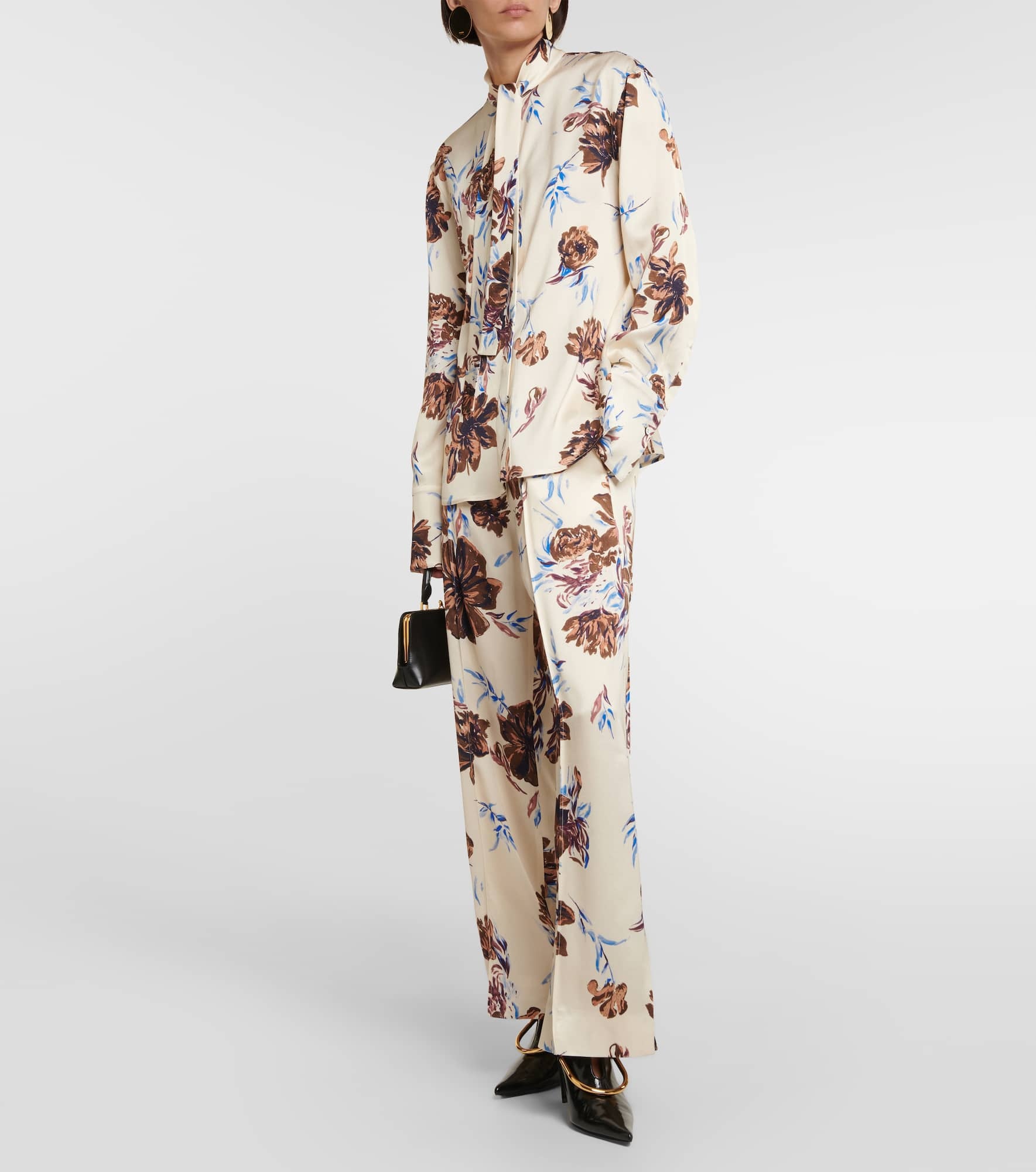 Floral high-rise wide-leg pants - 2