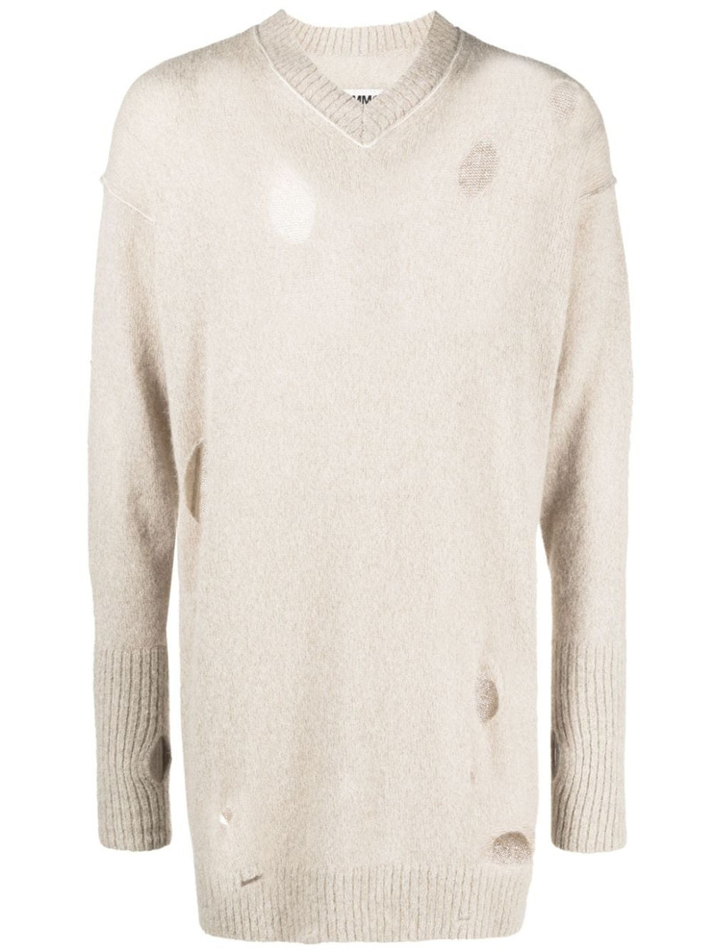 distressed-effect knitted jumper 1