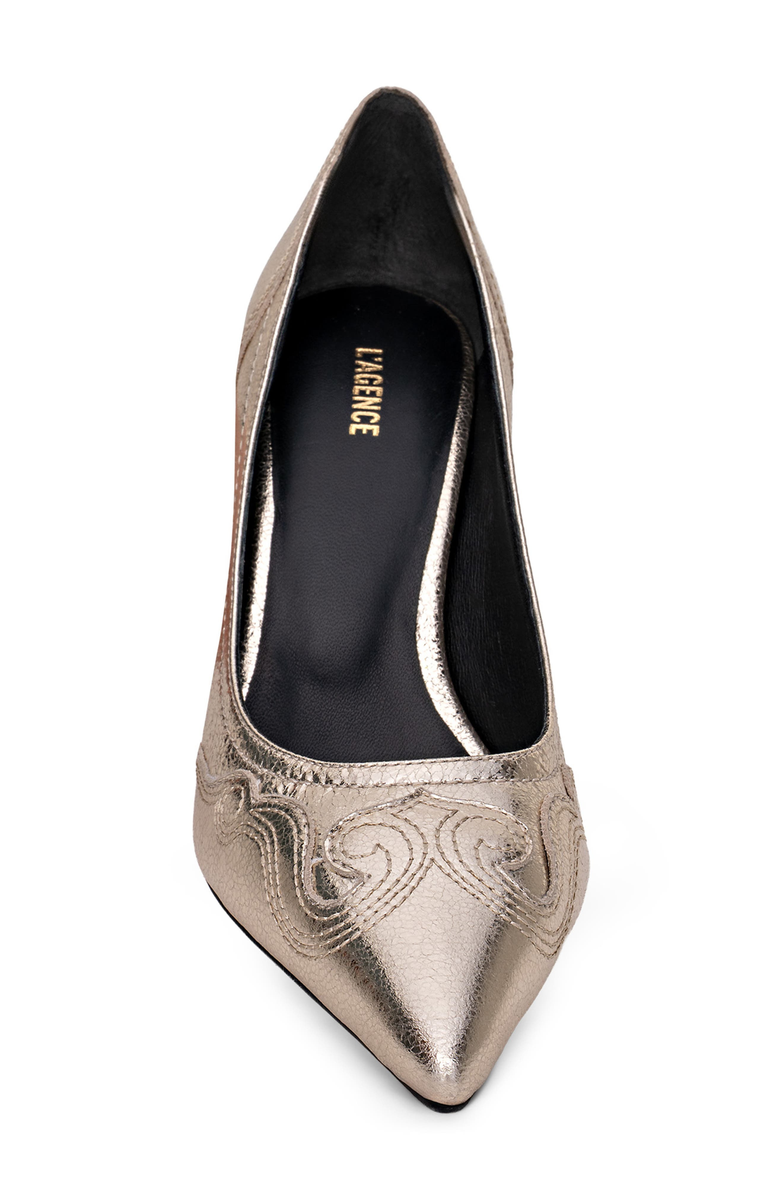 L'AGENCE Amandine Pointed Toe Pump in Gold Metallic at Nordstrom - 4