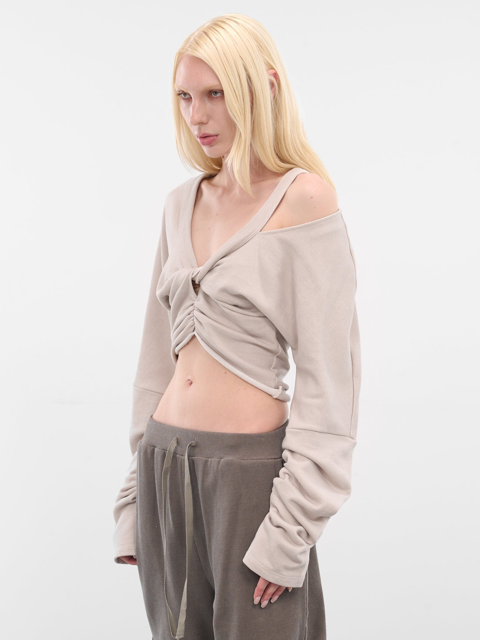Beige Twisted Cut-Out Sweater - 2