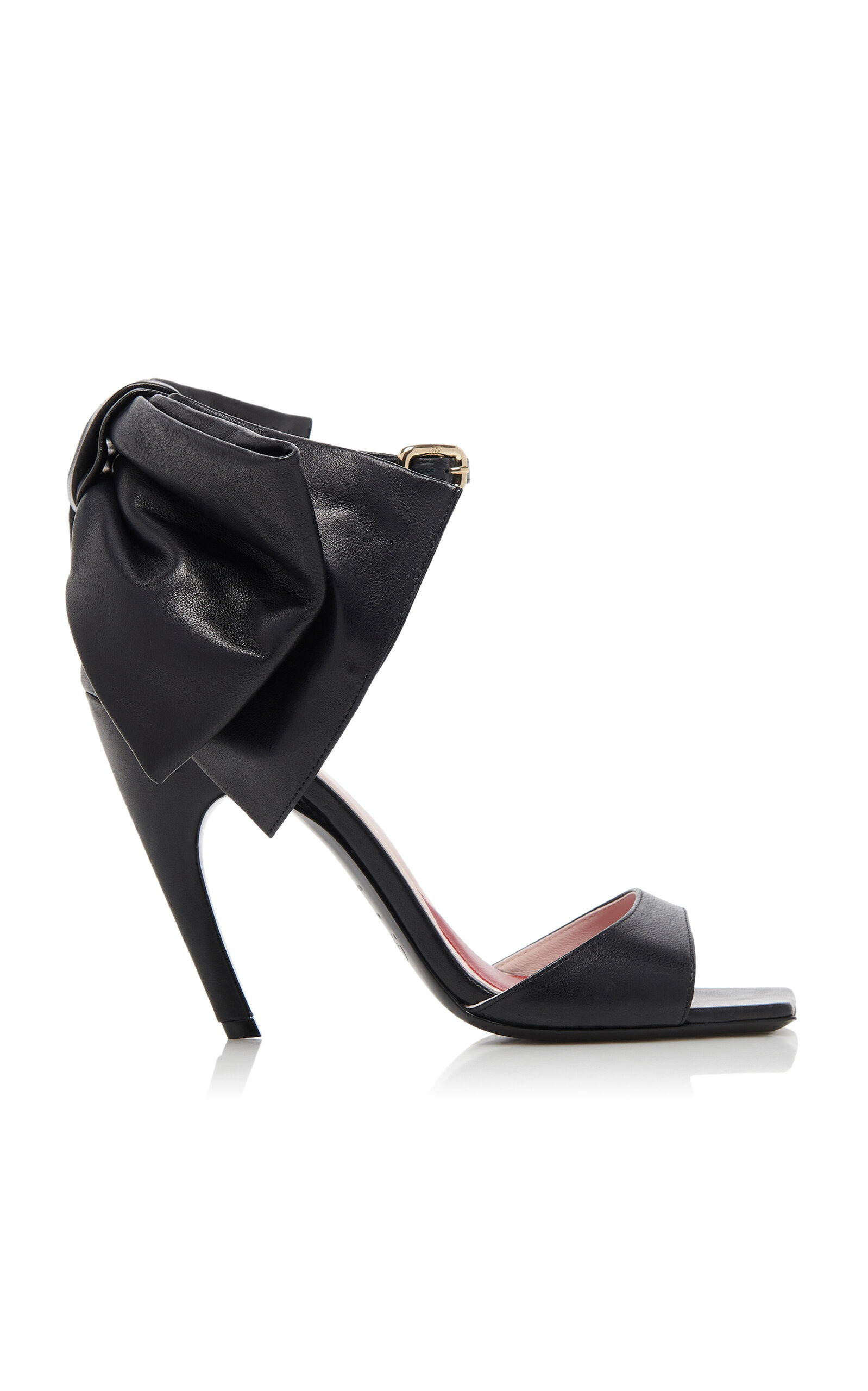 Choc Bow Leather Sandals black - 1