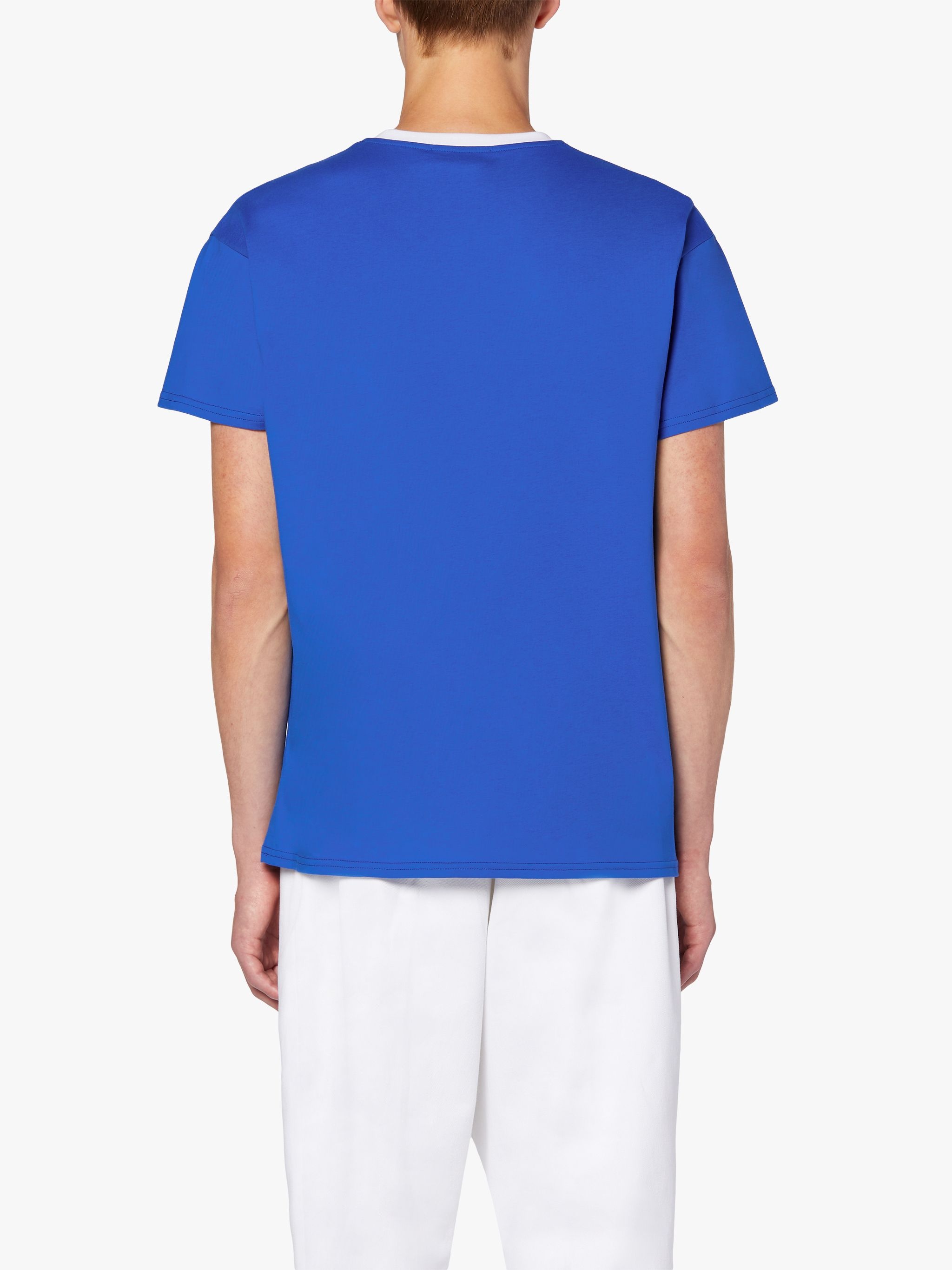 BLUE COTTON CONTRAST RIB T-SHIRT | GJM-219 - 4