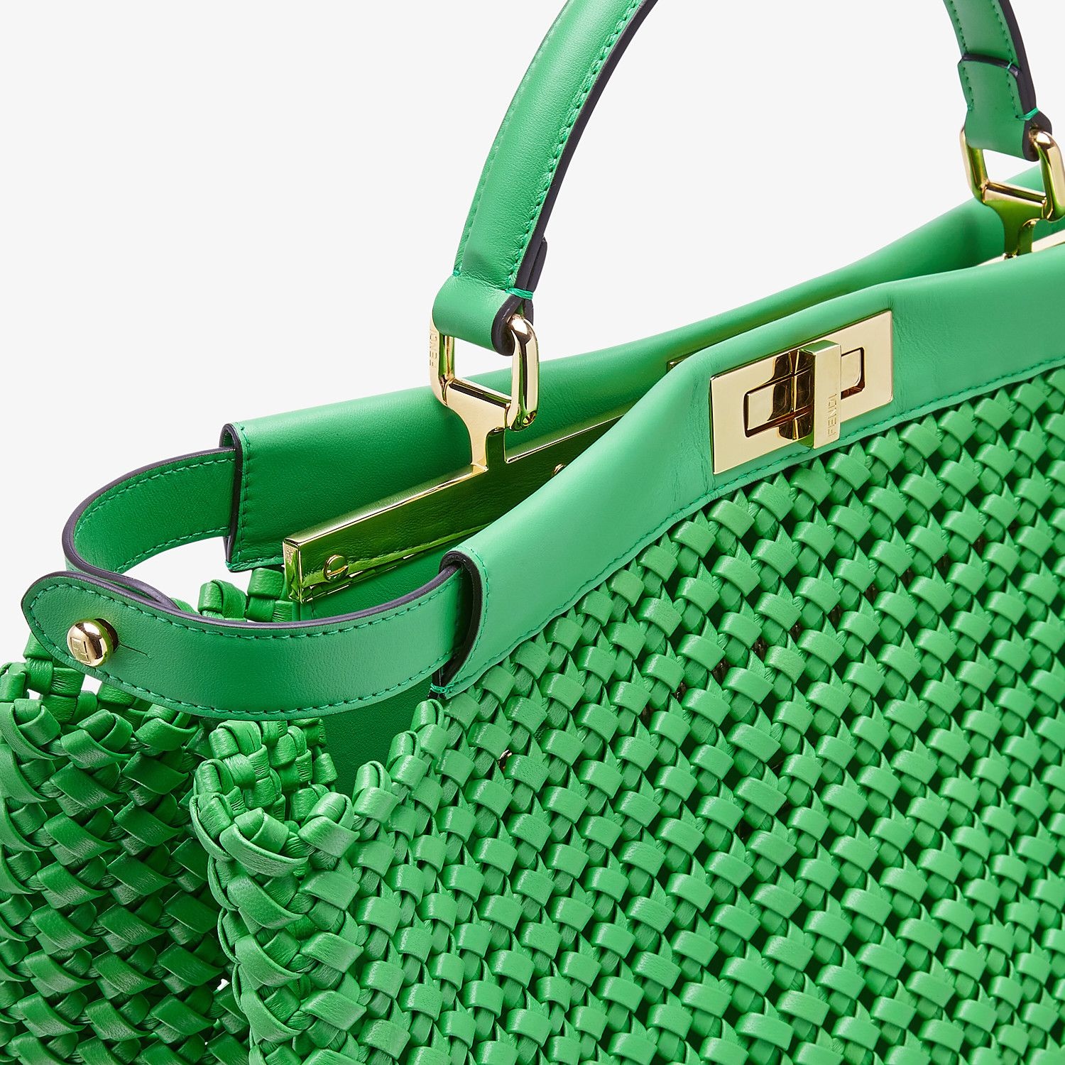 Green leather interlace bag - 6