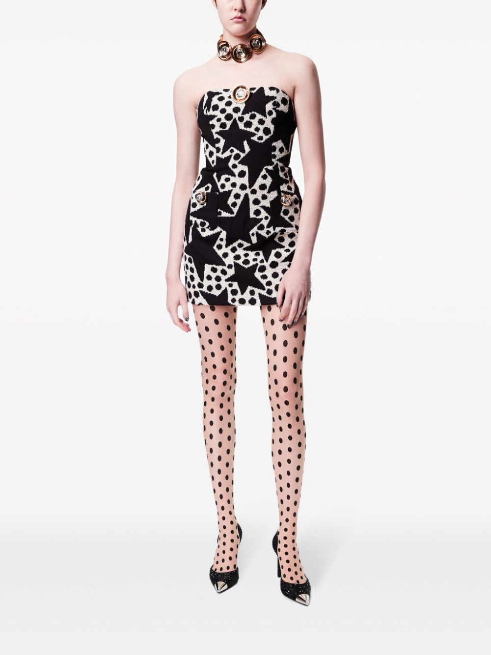 star-print jacquard minidress - 2