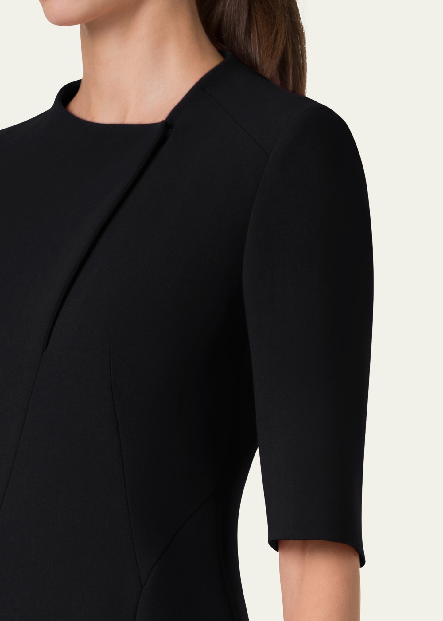 Elbow Sleeve Sheath Wool Dress - 5
