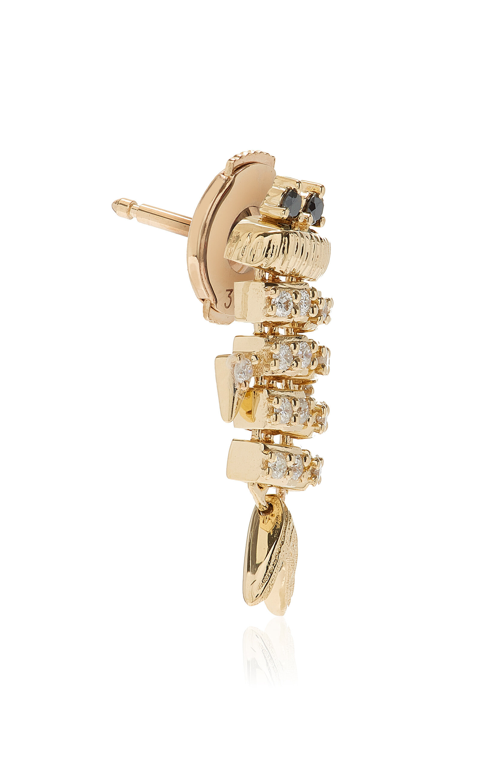 Superfish 9K Yellow Gold Diamond Single Earring gold - 3