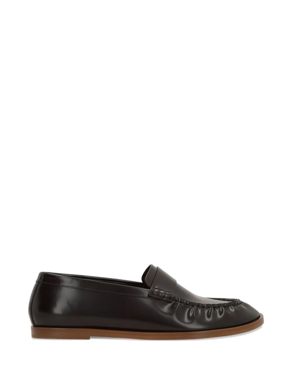 ruched-detail leather loafers - 1