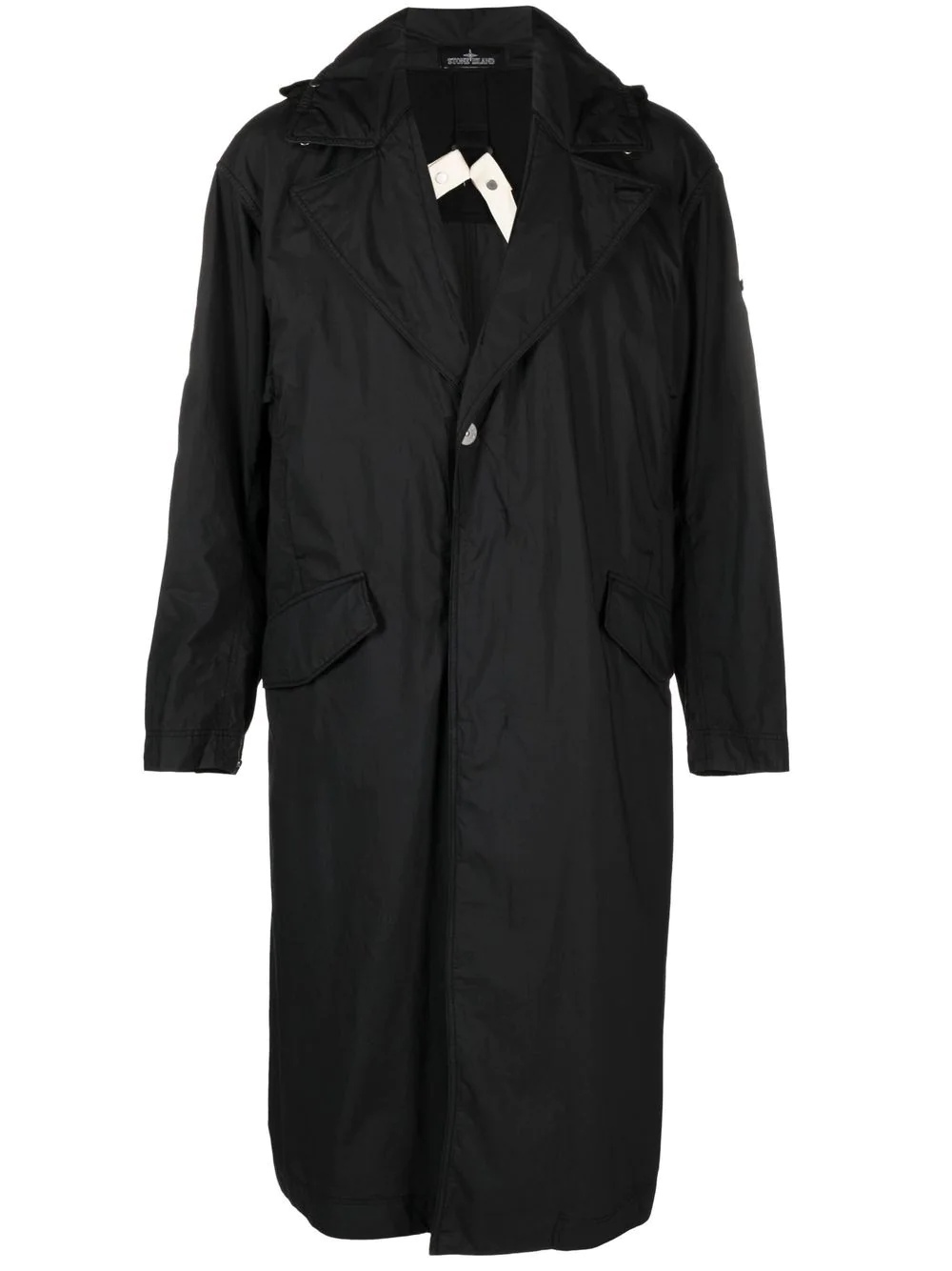 panelled hooded trench coat - 1