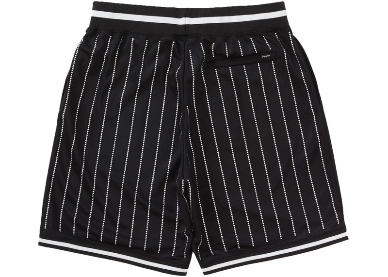 Supreme Supreme Rhinestone Stripe Basketball Short Black outlook