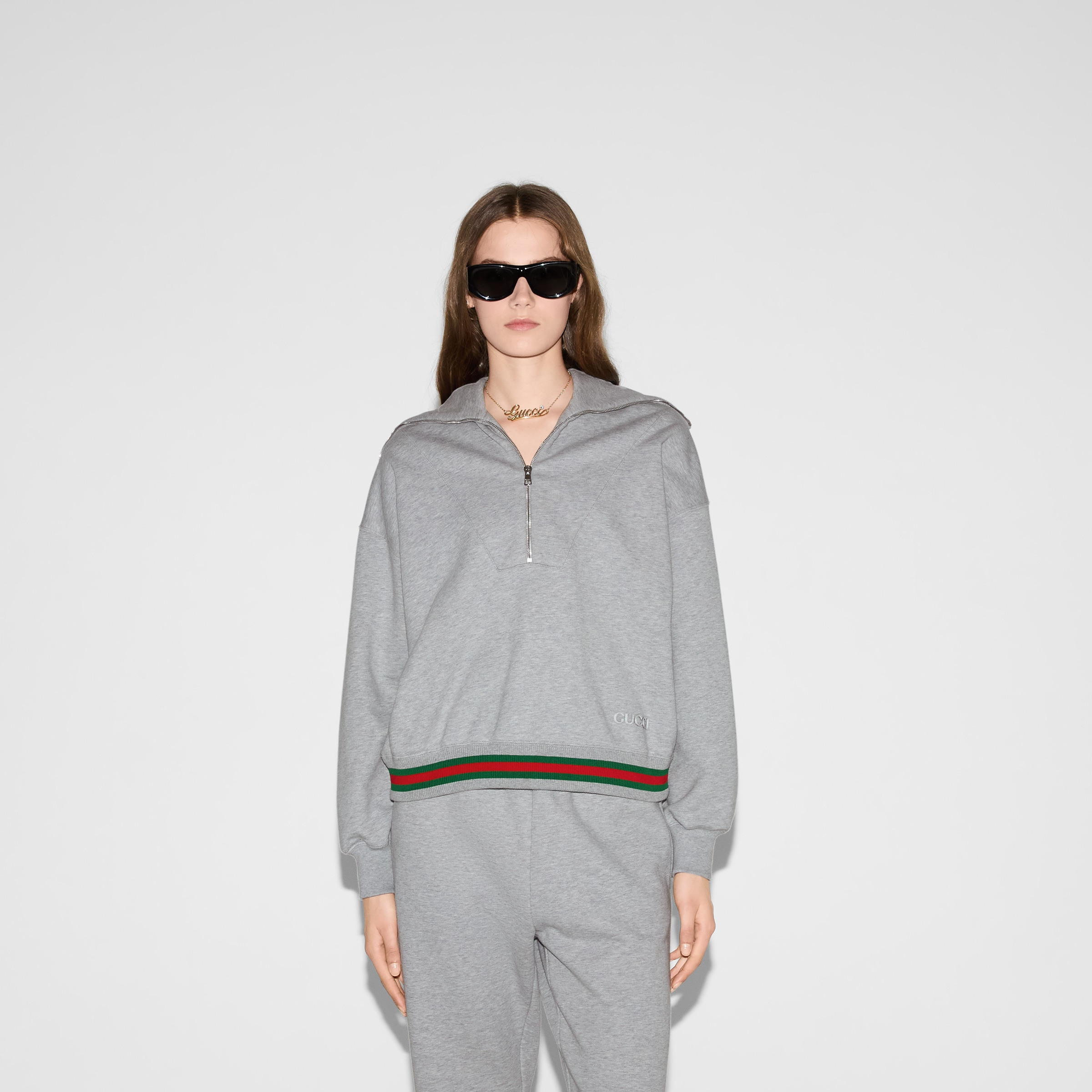 Cotton jersey sweatshirt with Web - 3