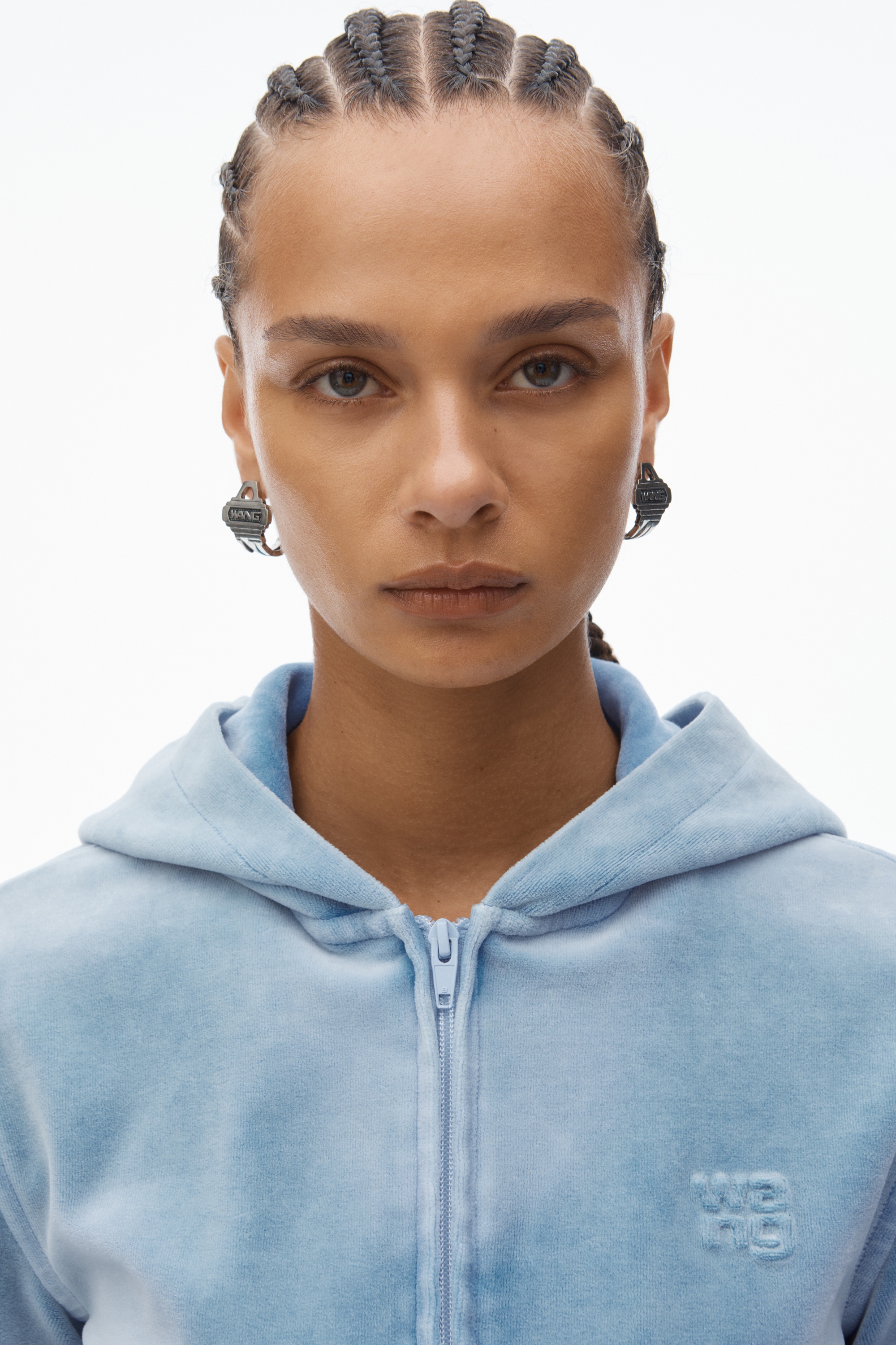 Shrunken Zip-Up Hoodie in Crushed Velour - 5