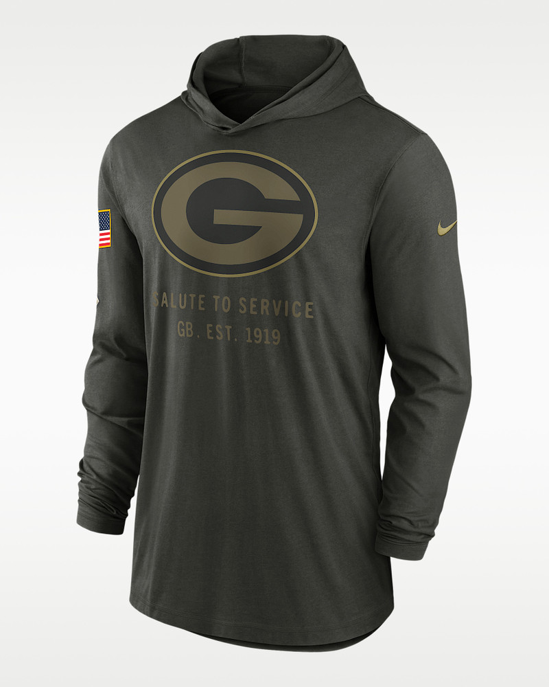 Green Bay Packers Salute to Service Sideline Men’s Nike Dri-FIT NFL Long-Sleeve Hooded Top 1