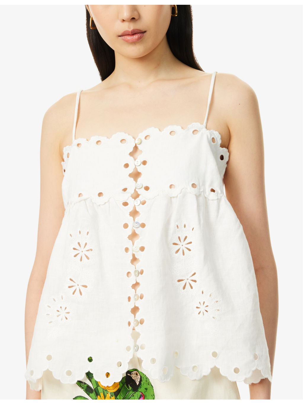 Flowers Richelieu Embroidered Linen Top - 5