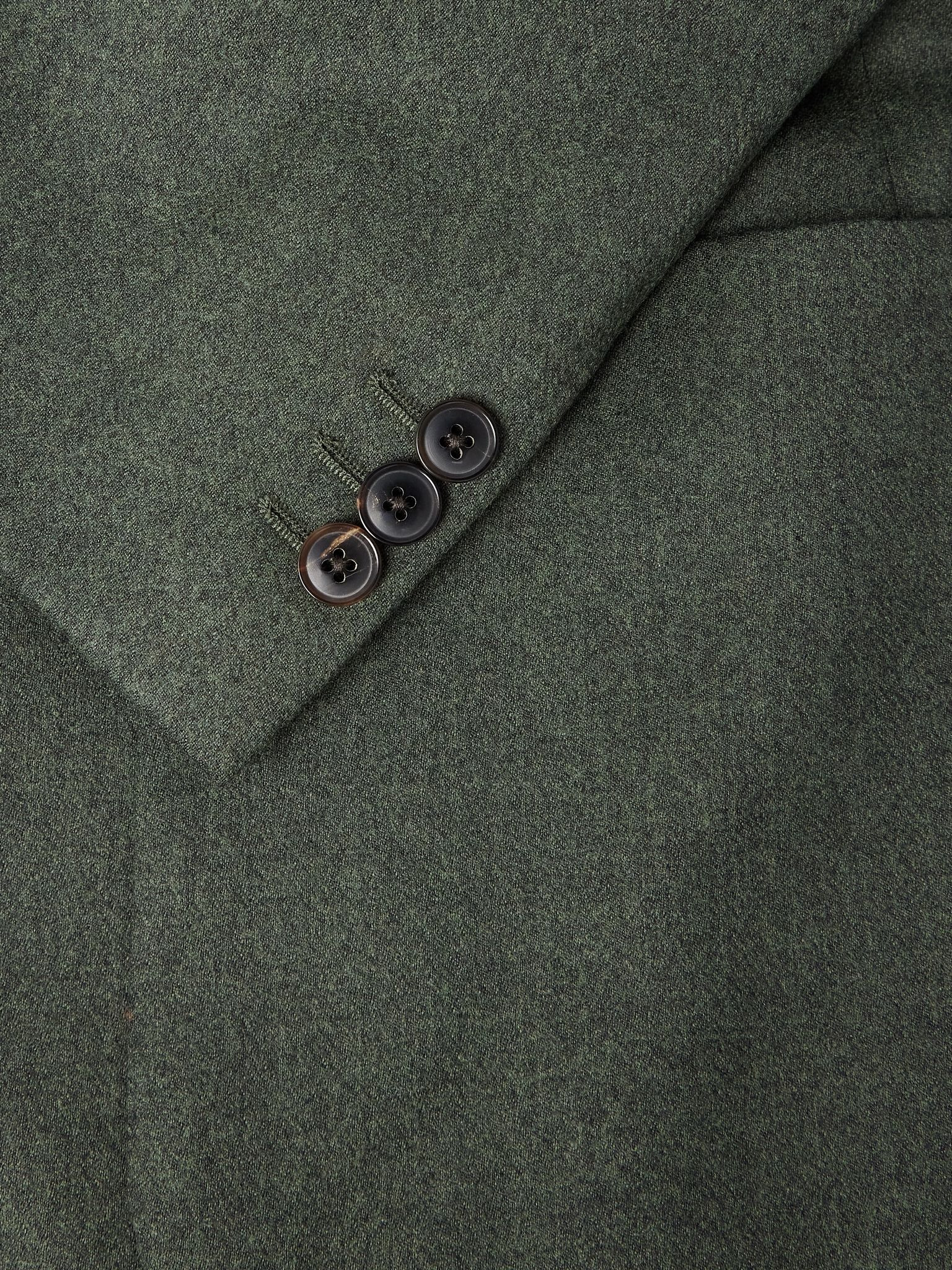 Double-Breasted Wool and Cashmere-Blend Suit Jacket Green - 4