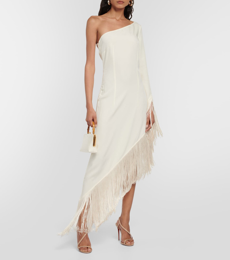 Taller Marmo Aventador fringed one-shoulder midi dress outlook