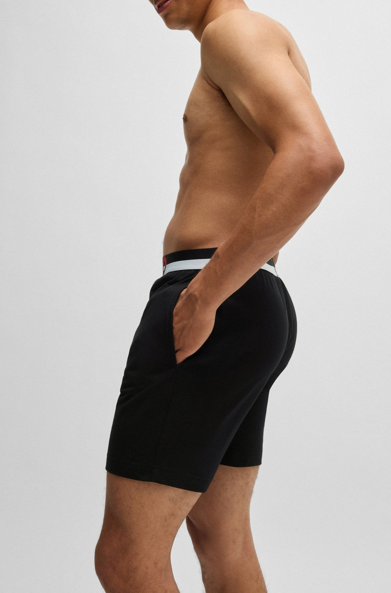 HUGO STRETCH-COTTON PAJAMA BOTTOMS WITH COLOR-BLOCKED WAISTBAND outlook