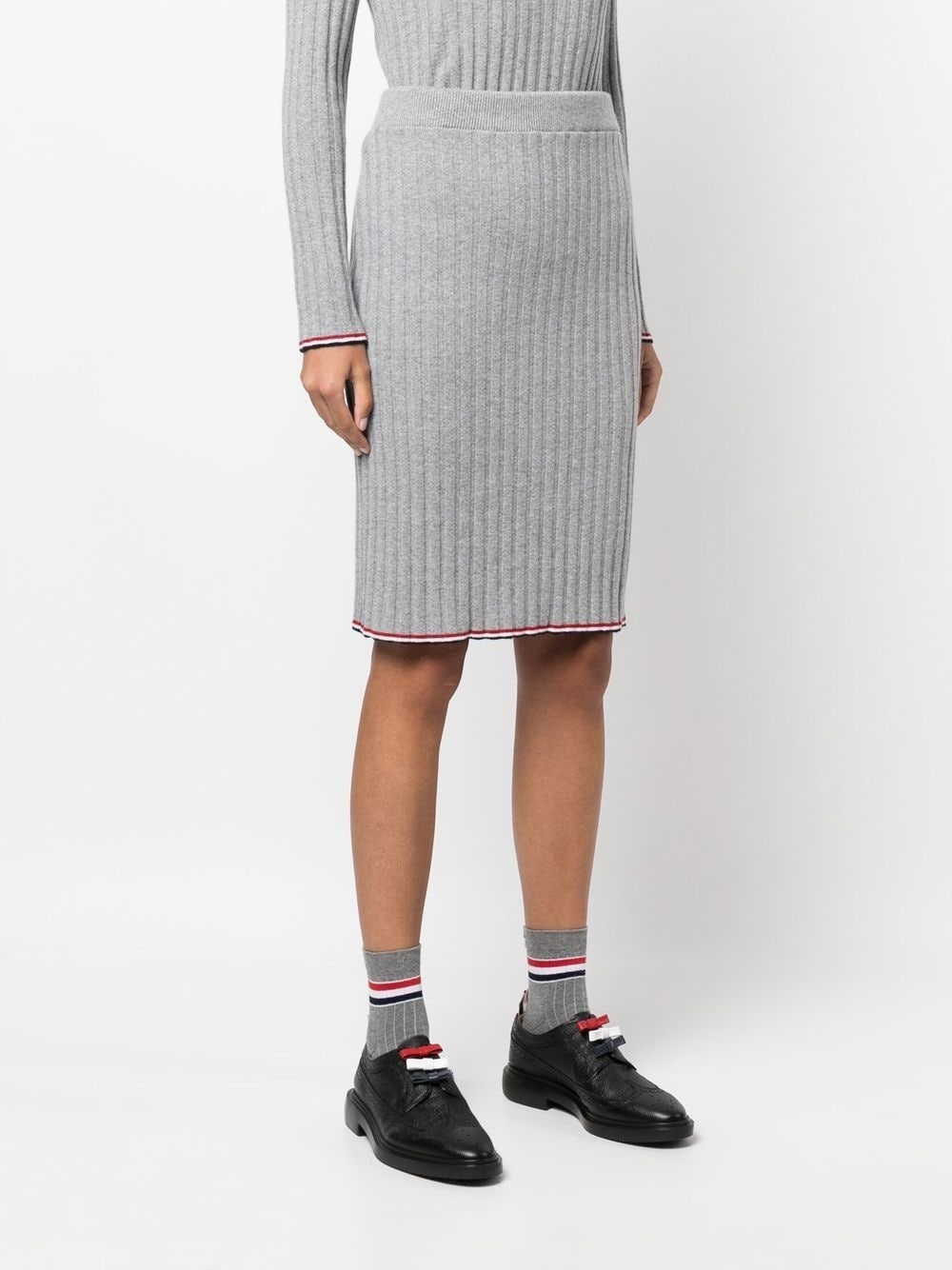 ribbed-knit cashmere pencil skirt - 3