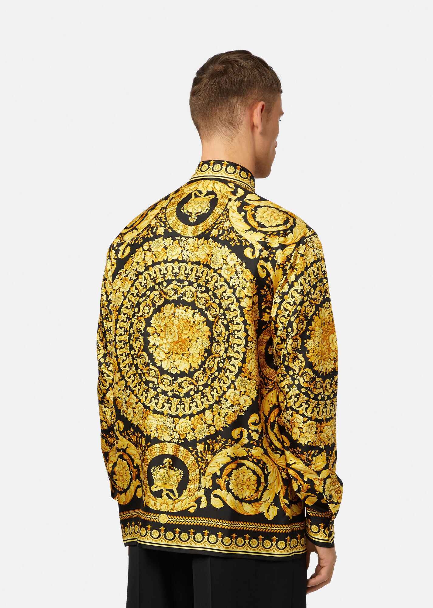 Mens Versace black Silk Barocco Pyjama Shirt