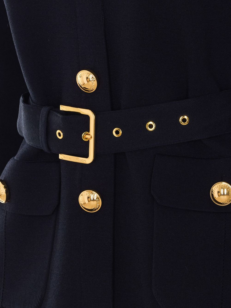 belted logo-button jacket 3