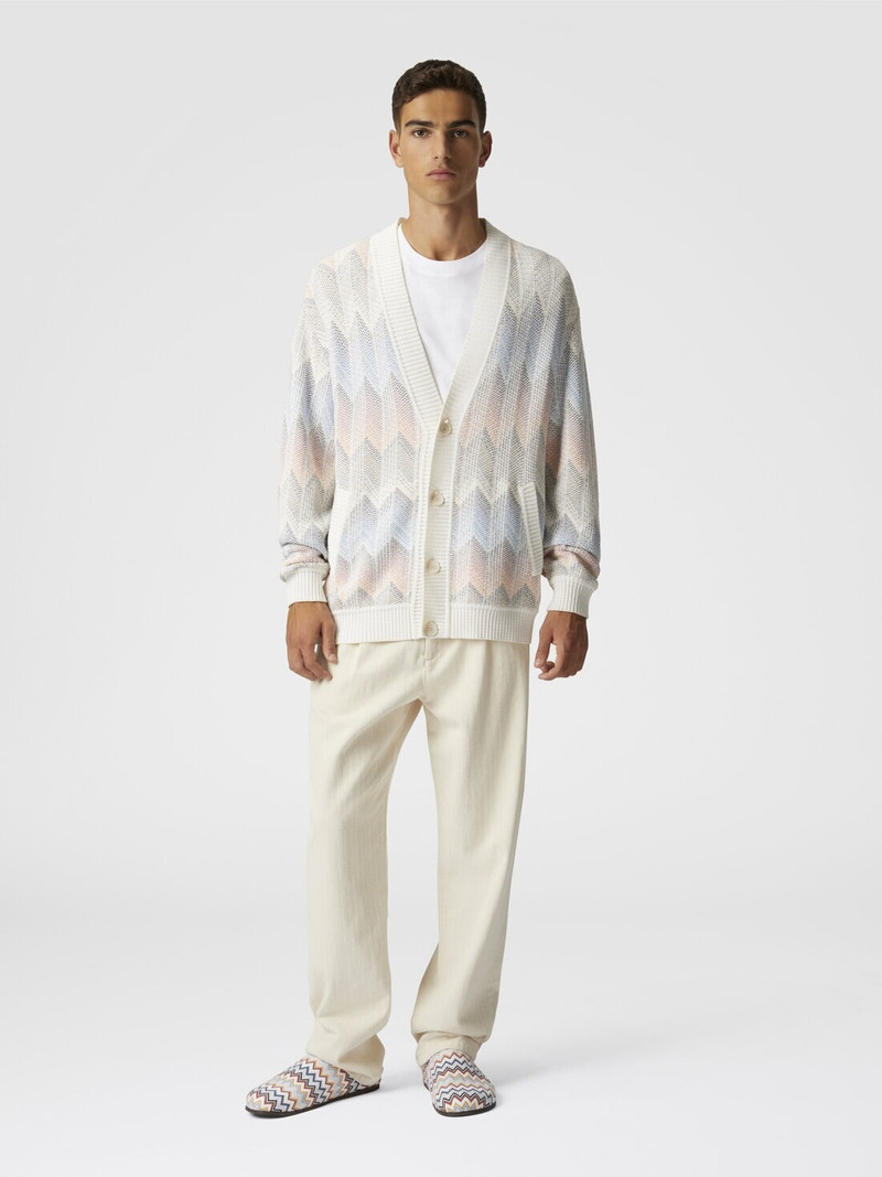 Missoni Gradient chevron cotton blend cardigan with pockets outlook