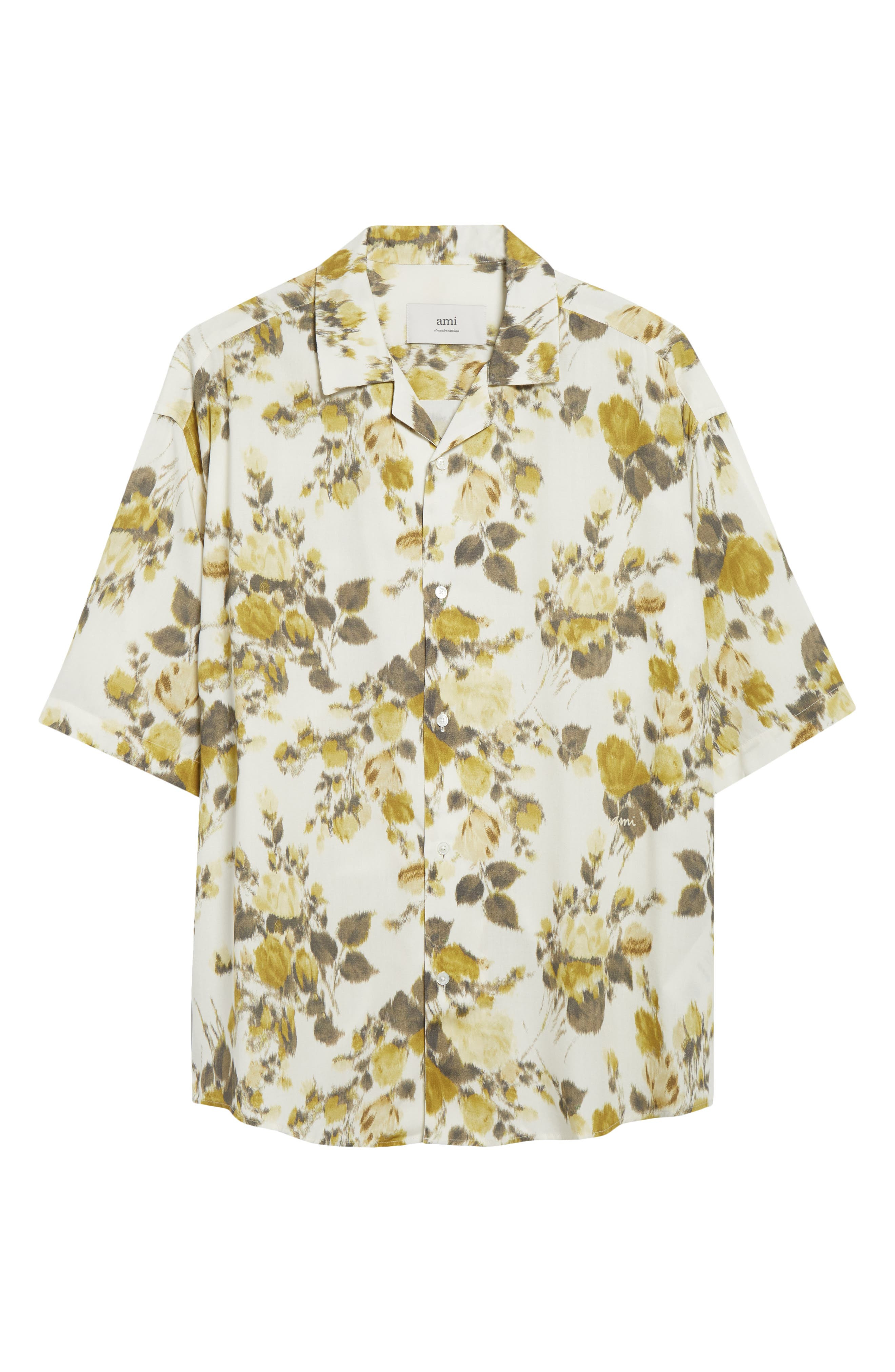 AMI PARIS Floral Print Camp Shirt in Anis/Ivoire at Nordstrom - 5