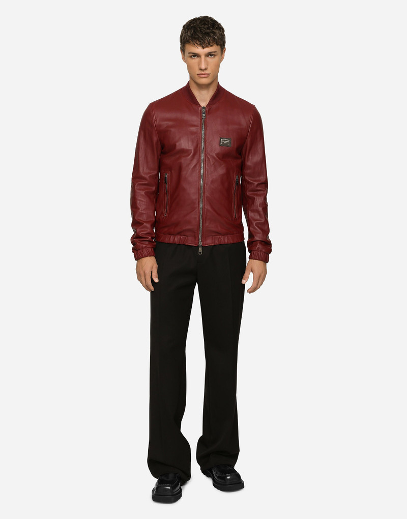 Dolce & Gabbana Leather jacket with branded tag outlook