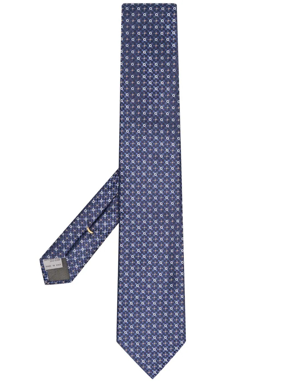 geometric-pattern silk tie - 1