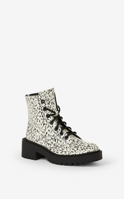KENZO Lace-up Pike 'Leopard' leather ankle boots outlook