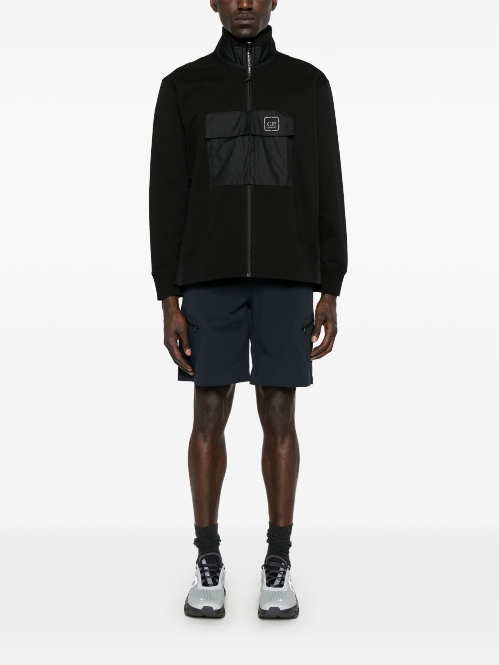 panneled stretch-fleece sweatshirt - 2