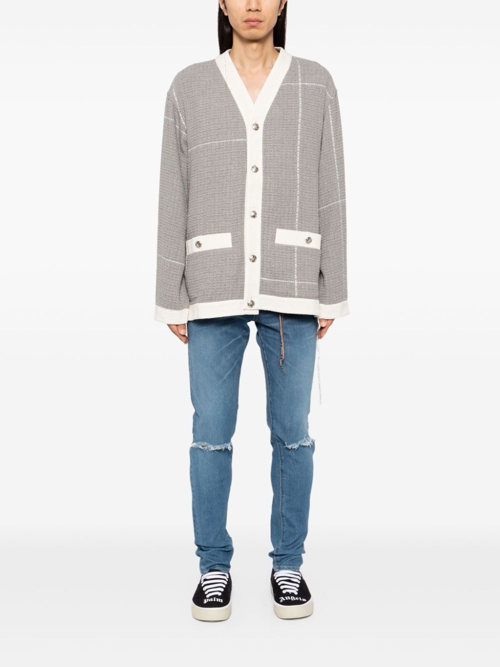 embossed button cardigan - 2