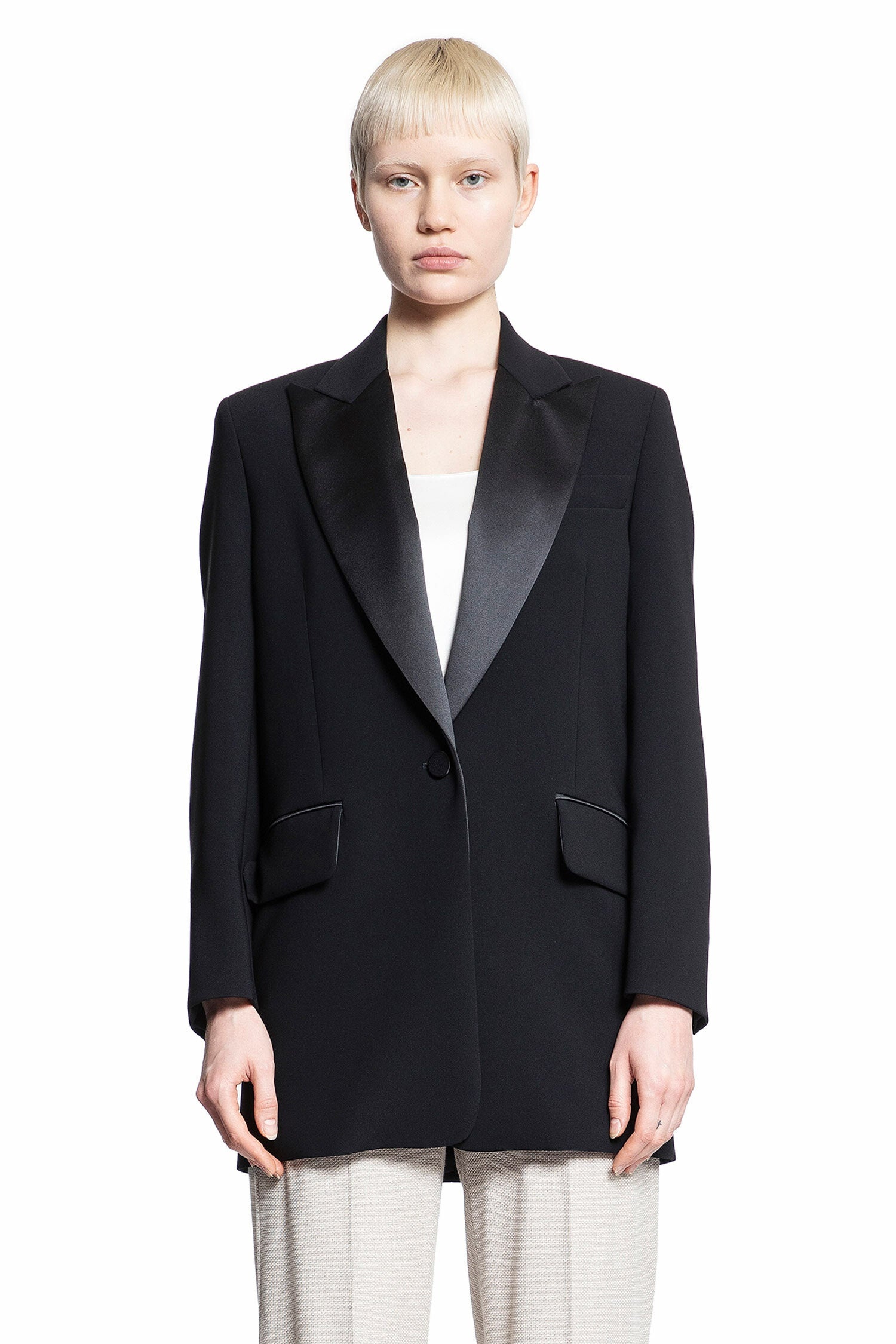 【送料&関税込】Max Mara Dyser Jacket Max Mara DYSER Oversized cady tuxedo jacket | REVERSIBLE