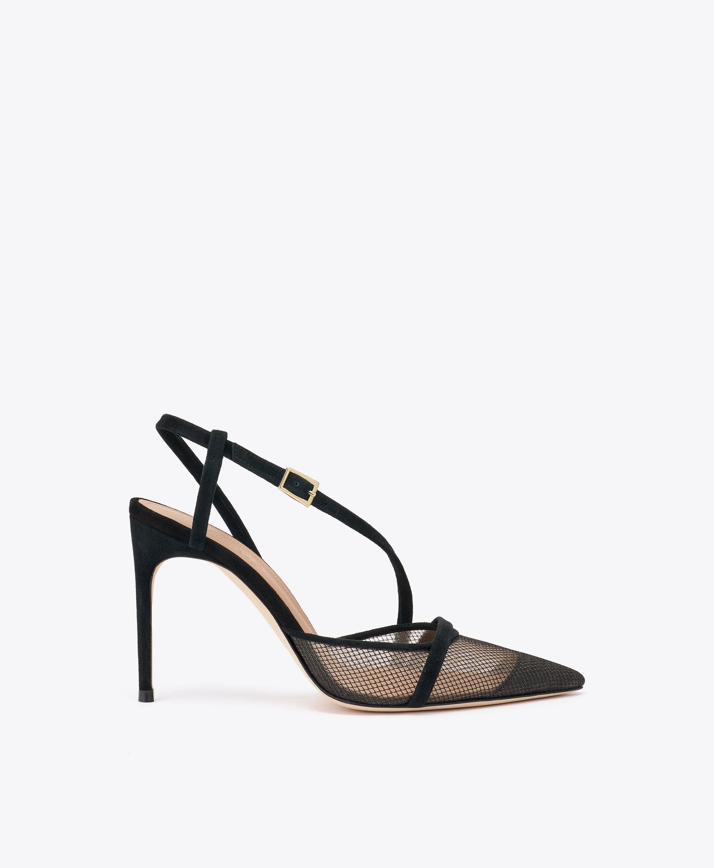 Valeria 90 Black Mesh Slingback Pumps - 1