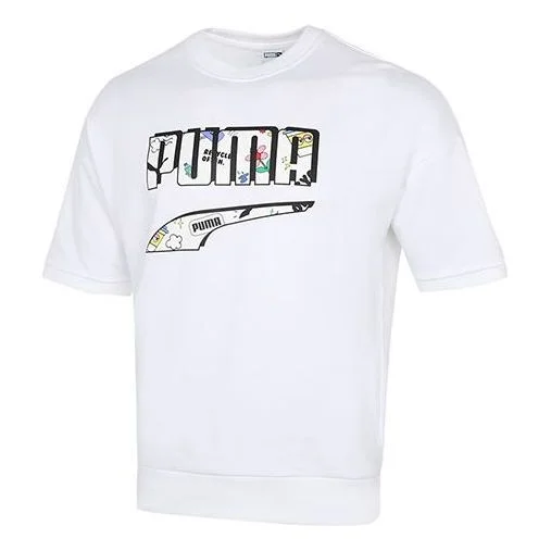 PUMA Unisex Printing Logo Round-neck Tee White 532041-02 - 1