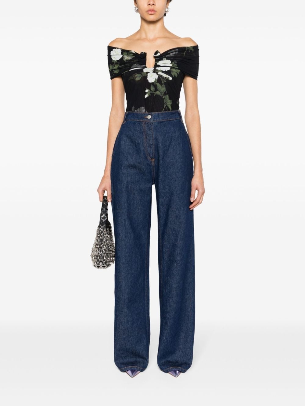 off-shoulder cropped blouse - 2