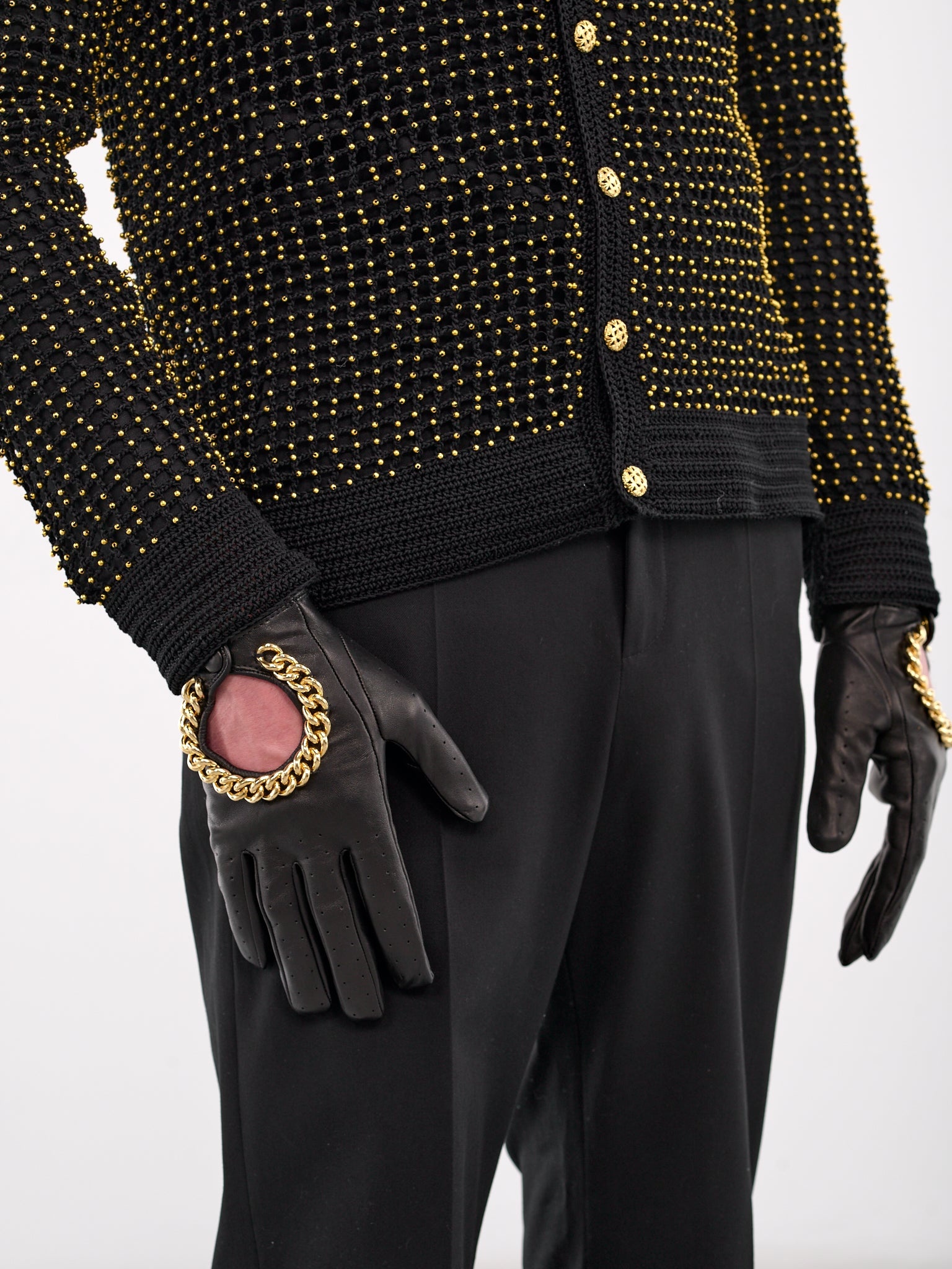Chain Embellished Driving Gloves - 3