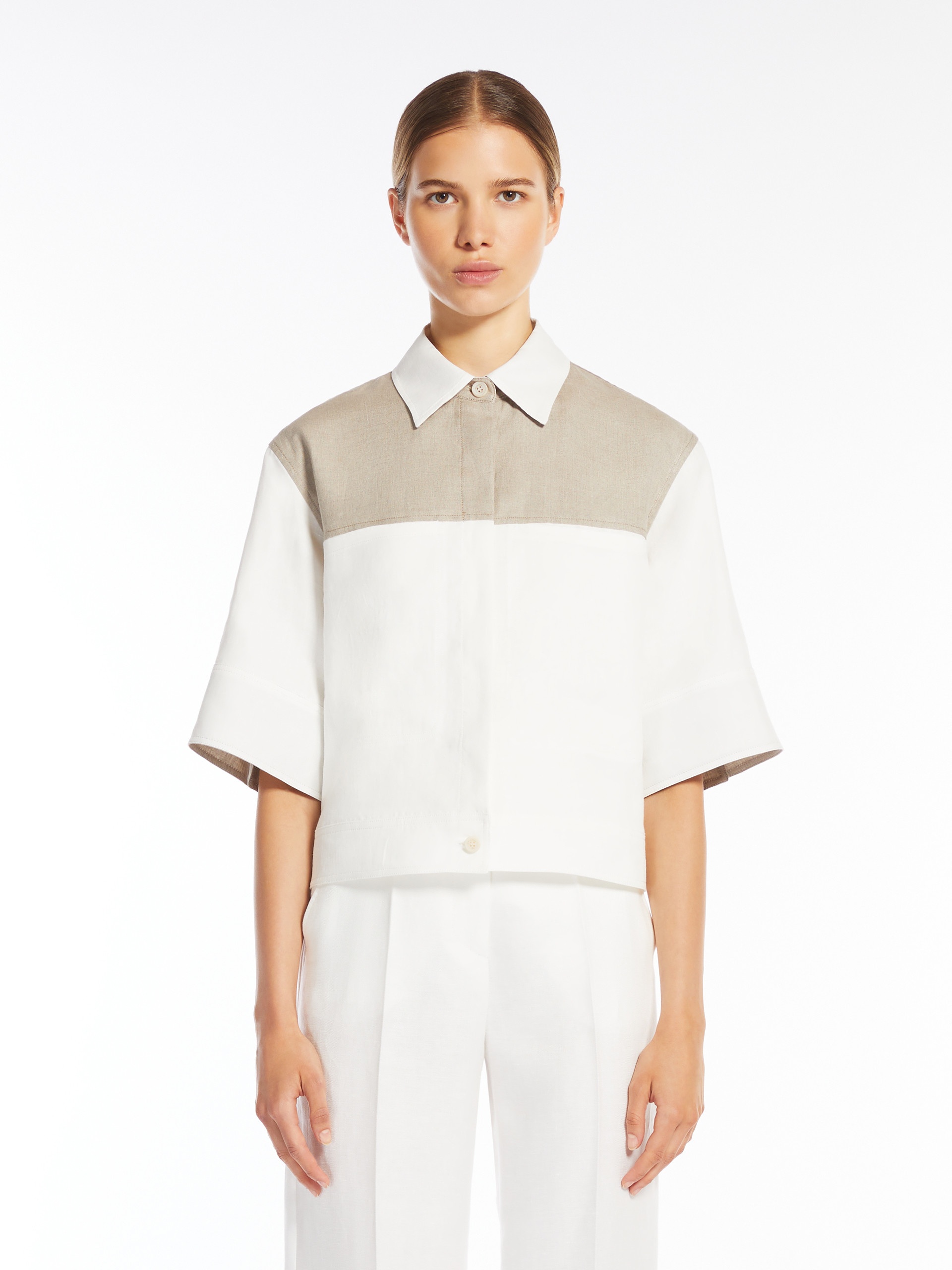 RADIOSO Linen canvas cropped blouse - 3