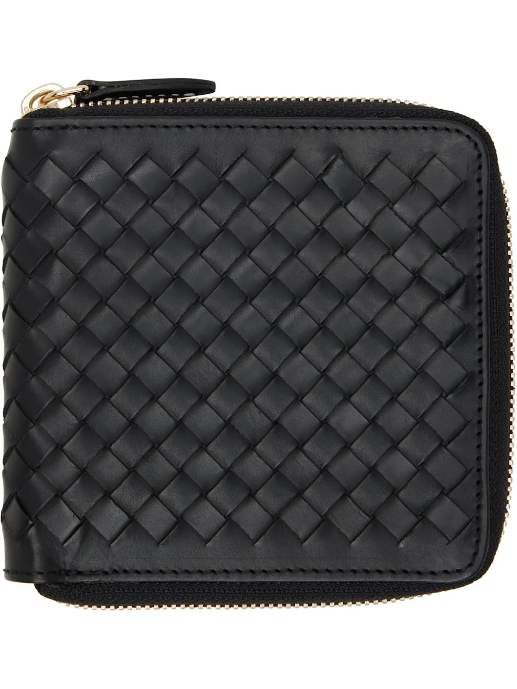 Black Interlaced Square Zip Around Wallet - 1