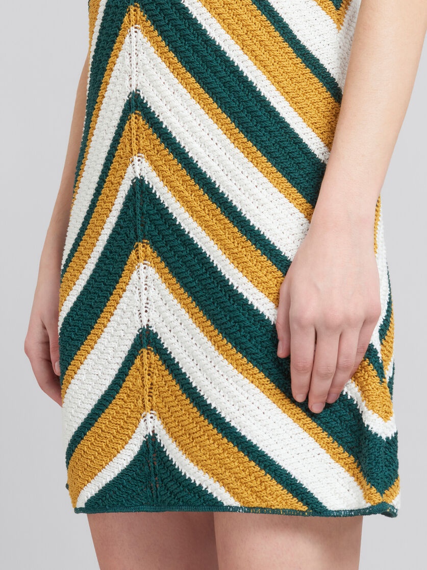 TEAL AND YELLOW CROCHET DRESS WITH CHEVRON PATTERN - 5