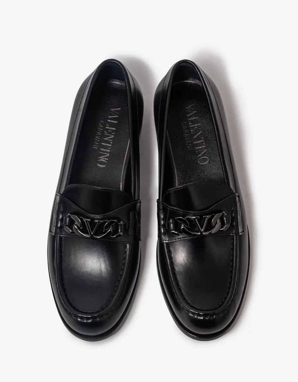 Valentino Black VLogo Chain Loafers - 7