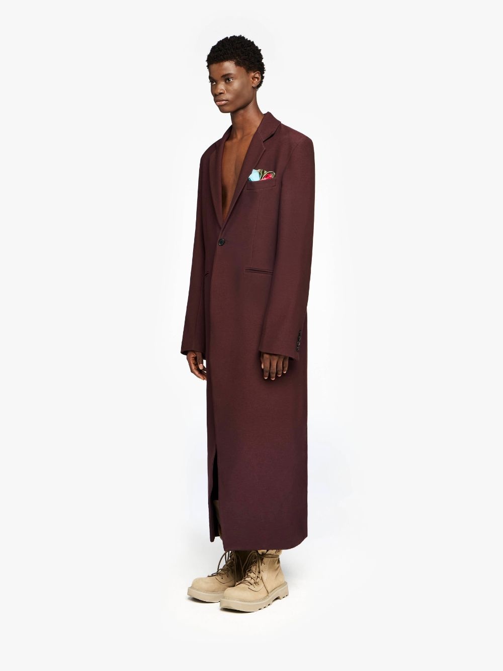 LONG COAT WITH SATIN HANDKERCHIEF - 4