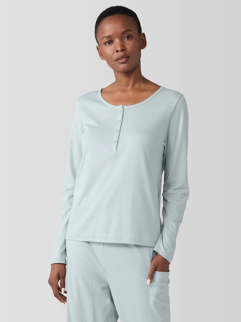 Organic Cotton Interlock Henley Sleep Top 1