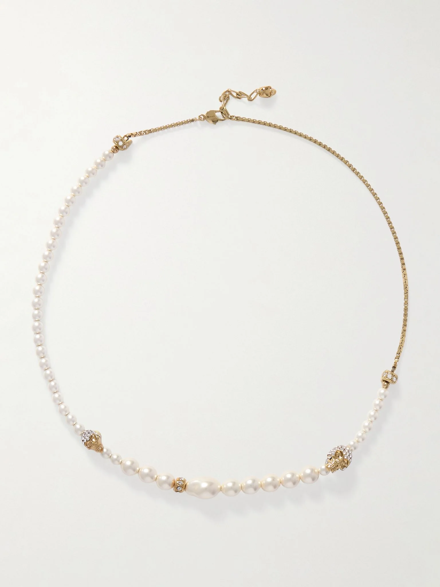 Gold-tone, crystal and faux pearl necklace White - 1