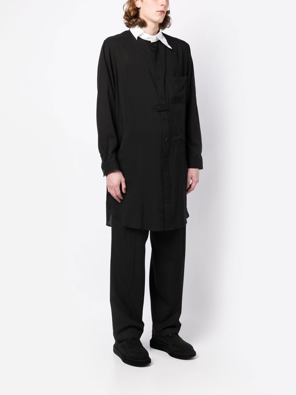 tab-collar long shirt - 3