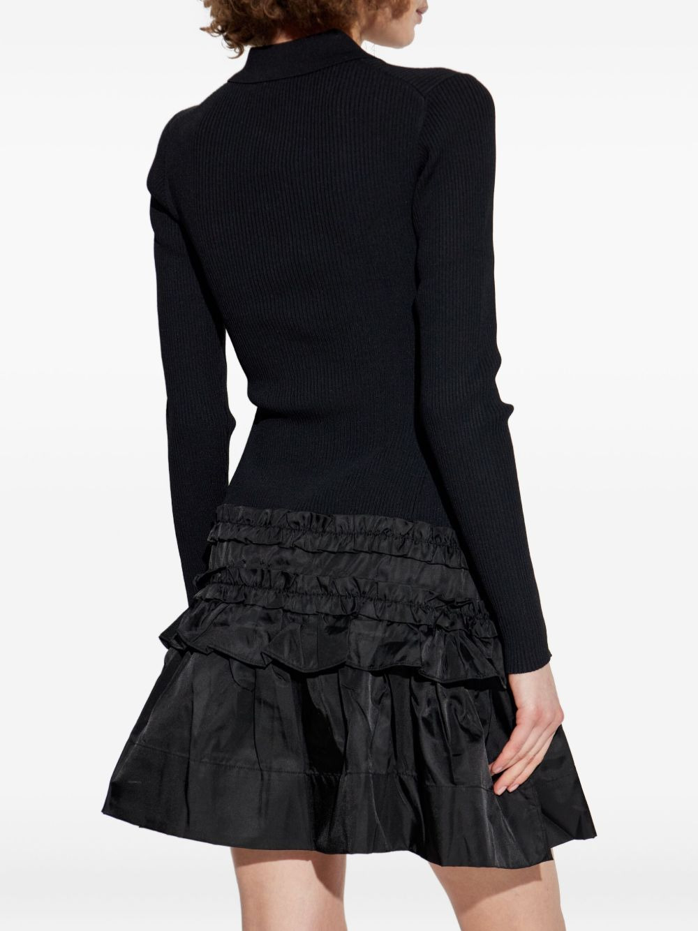ribbed ruffled-skirt mini dress - 4