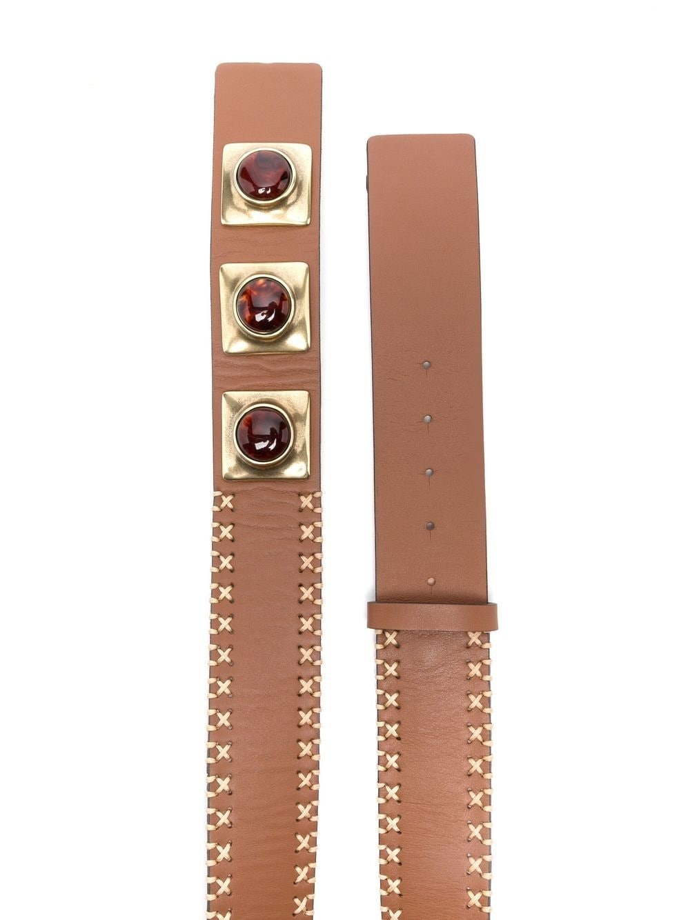 gemstone-detail leather belt - 2