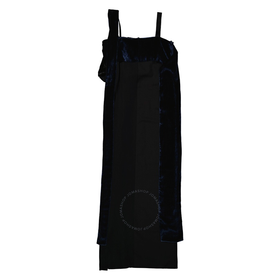 Burberry Ladies Black Faux Fur Detailing Split Velvet Dress - 2