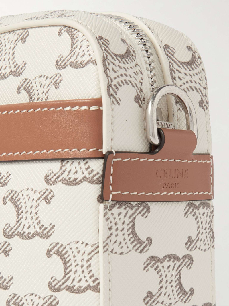 Small Triomphe Leather-Trimmed Logo-Print Coated-Canvas Messenger Bag 5