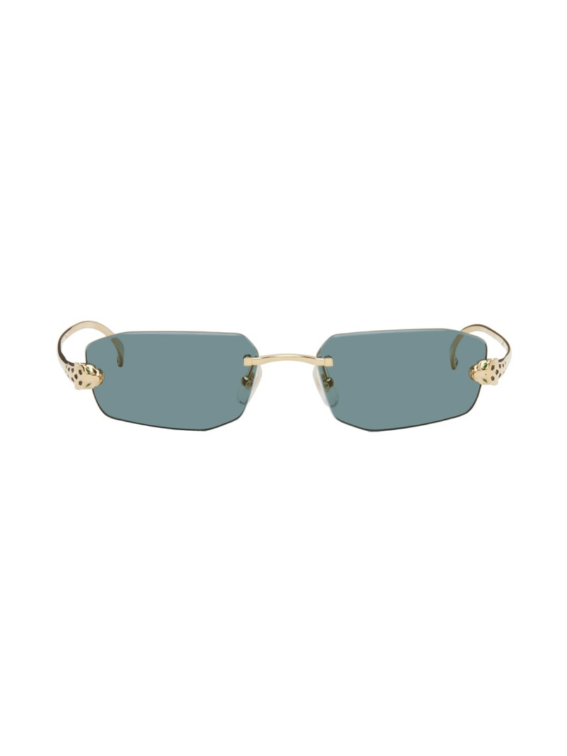 Gold Rectangular Sunglasses - 1