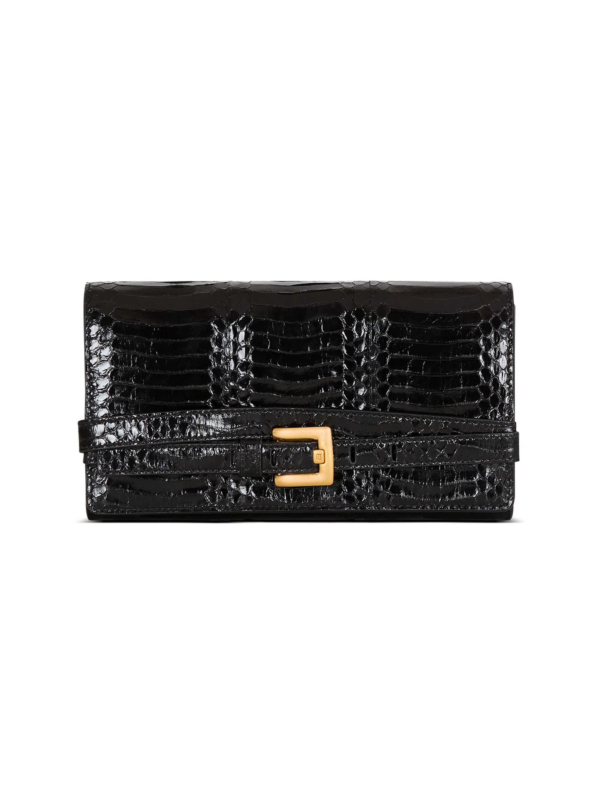 Women's Shuffle Snakeskin-Embossed Wallet-On-Chain - Noir - 1