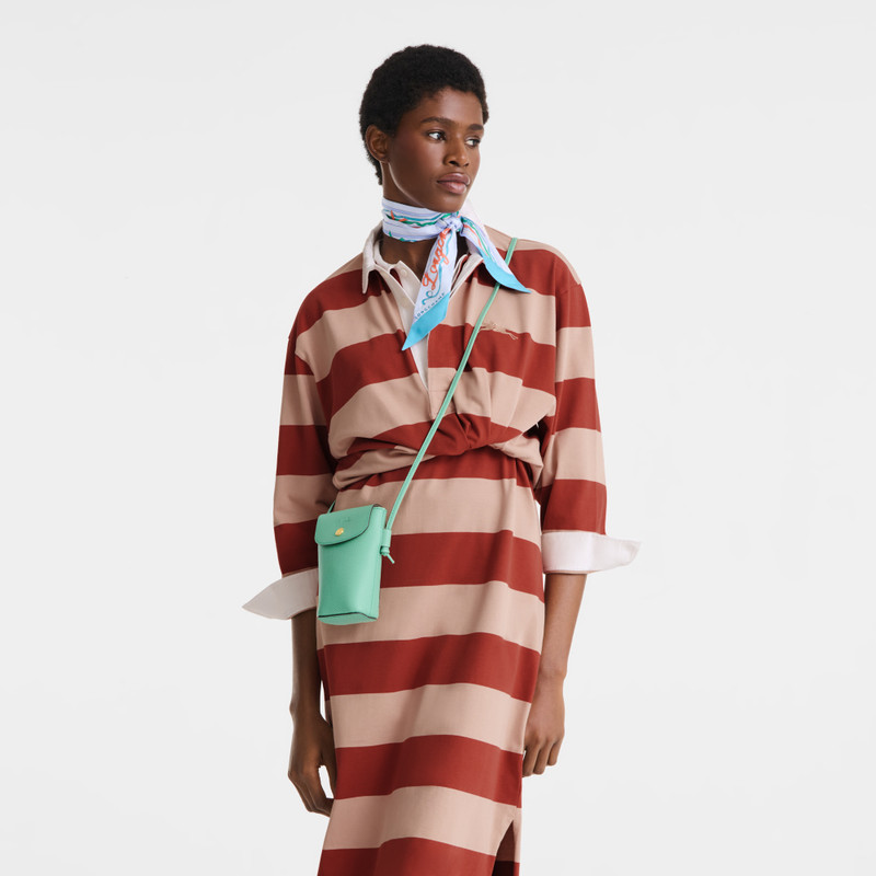 Longchamp Épure Phone case with leather lace Mint - Leather outlook